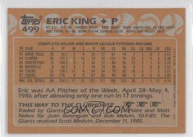 1988 Topps - [Base] - Blank Front #499 - Eric King