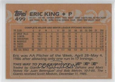 1988 Topps - [Base] - Blank Front #499 - Eric King