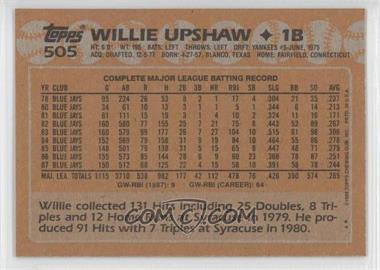 1988 Topps - [Base] - Blank Front #505 - Willie Upshaw