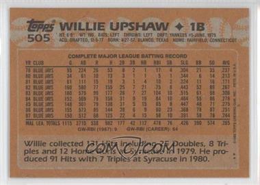 1988 Topps - [Base] - Blank Front #505 - Willie Upshaw