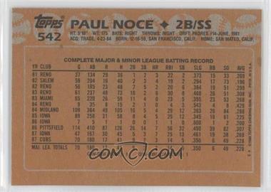 1988 Topps - [Base] - Blank Front #542 - Paul Noce