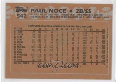 1988 Topps - [Base] - Blank Front #542 - Paul Noce