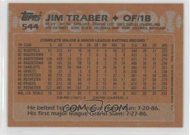1988 Topps - [Base] - Blank Front #544 - Jim Traber