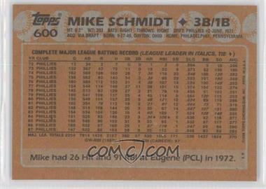 1988 Topps - [Base] - Blank Front #600 - Mike Schmidt