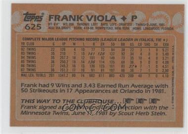 1988 Topps - [Base] - Blank Front #625 - Frank Viola