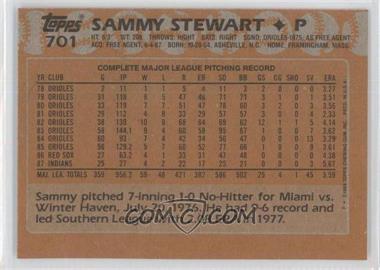 1988 Topps - [Base] - Blank Front #701 - Sammy Stewart