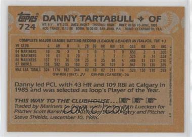 1988 Topps - [Base] - Blank Front #724 - Danny Tartabull