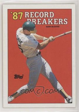 1988 Topps - [Base] #3.2 - Record Breakers - Mark McGwire (Area of white behind left heel)