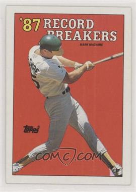 1988 Topps - [Base] #3.2 - Record Breakers - Mark McGwire (Area of white behind left heel)