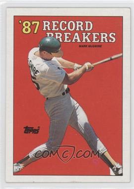 1988 Topps - [Base] #3.2 - Record Breakers - Mark McGwire (Area of white behind left heel)