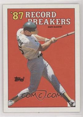 1988 Topps - [Base] #3.2 - Record Breakers - Mark McGwire (Area of white behind left heel)