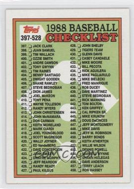 1988 Topps - [Base] #528.2 - Checklist - Cards 397-528 (455, Shawn Hillegas)