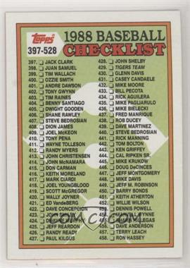 1988 Topps - [Base] #528.2 - Checklist - Cards 397-528 (455, Shawn Hillegas)