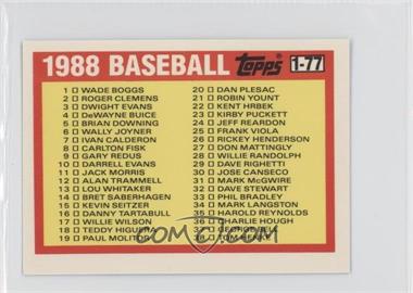 1988 Topps League Leaders Minis - [Base] #77 - Checklist