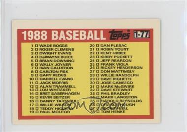 1988 Topps League Leaders Minis - [Base] #77 - Checklist