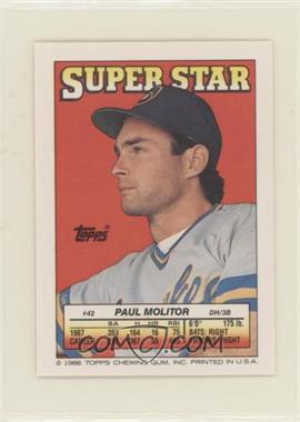 1988 Topps Super Star Sticker Back Cards - [Base] #42.114 - Paul Molitor (Lance McCullers 114, Tom Henke 186)