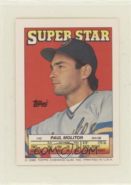 1988 Topps Super Star Sticker Back Cards - [Base] #42.91 - Paul Molitor (Jose Uribe 91, Mike Boddicker 231)