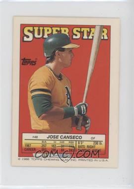 1988 Topps Super Star Sticker Back Cards - [Base] #48.29 - Jose Canseco (Kevin Bass 29, Teddy Higuera 196)