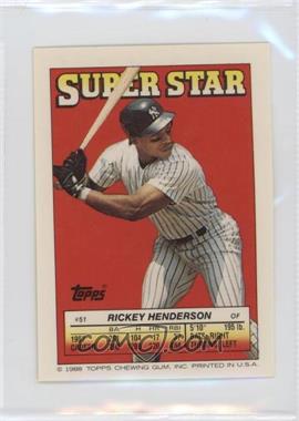 1988 Topps Super Star Sticker Back Cards - [Base] #51.200 - Rickey Henderson (Bill Wegman 200, Jeff Musselman 308)