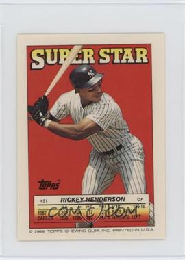 1988 Topps Super Star Sticker Back Cards - [Base] #51.200 - Rickey Henderson (Bill Wegman 200, Jeff Musselman 308)