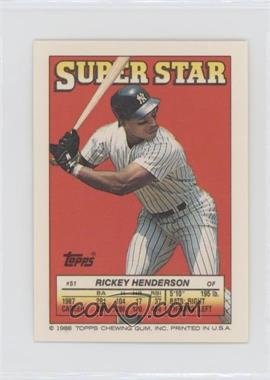 1988 Topps Super Star Sticker Back Cards - [Base] #51.93 - Rickey Henderson (Robby Thompson 93, Lloyd Moseby 189)