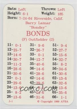 1989 APBA Baseball 1988 Season - [Base] #_BABO - Barry Bonds