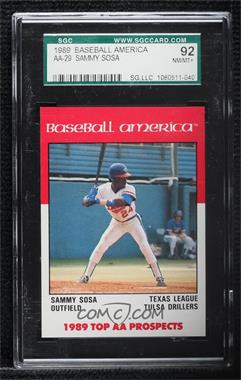 1989 Baseball America Top AA Prospects - [Base] #AA-29 - Sammy Sosa [SGC 92 NM/MT+ 8.5]