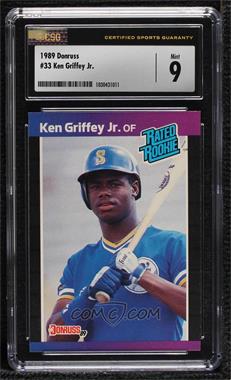 1989 Donruss - [Base] #33.1 - Rated Rookie - Ken Griffey Jr. (*Denotes*  Next to PERFORMANCE) [CSG 9 Mint]