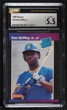 1989 Donruss - [Base] #33.1 - Rated Rookie - Ken Griffey Jr. (*Denotes*  Next to PERFORMANCE) [CSG 5.5 Excellent+]