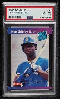 1989 Donruss - [Base] #33.1 - Rated Rookie - Ken Griffey Jr. (*Denotes*  Next to PERFORMANCE) [PSA 6 EX‑MT]