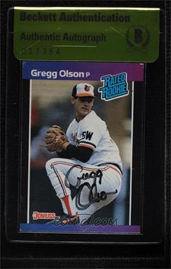 1989 Donruss - [Base] #46.2 - Rated Rookie - Gregg Olson (*Denotes  Next to PERFORMANCE) [BAS Beckett Auth Sticker]