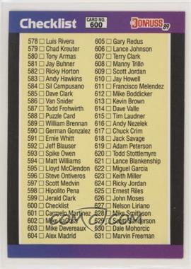 1989 Donruss - [Base] #600.2 - Checklist (#635 Curt Schilling)