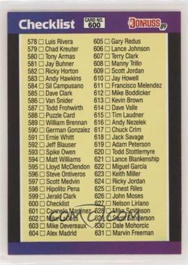 1989 Donruss - [Base] #600.2 - Checklist (#635 Curt Schilling)