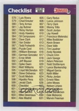 1989 Donruss - [Base] #600.2 - Checklist (#635 Curt Schilling)