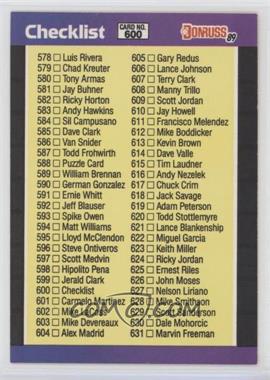 1989 Donruss - [Base] #600.2 - Checklist (#635 Curt Schilling)