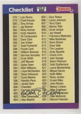 1989 Donruss - [Base] #600.2 - Checklist (#635 Curt Schilling)