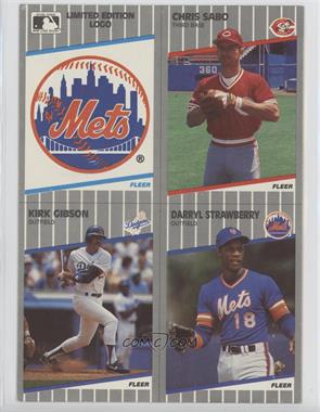 1989 Fleer - Box Bottoms - Gray Back Full Panels #C-1/21/25/10 - New York Mets Logo, Chris Sabo, Kirk Gibson, Darryl Strawberry