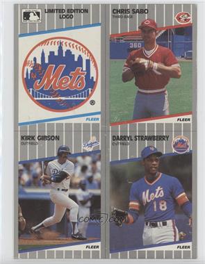1989 Fleer - Box Bottoms - Gray Back Full Panels #C-1/21/25/10 - New York Mets Logo, Chris Sabo, Kirk Gibson, Darryl Strawberry [EX to NM]
