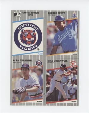 1989 Fleer - Box Bottoms - Gray Back Full Panels #C-3/13/11/26 - Detroit Tigers Logo, George Brett, Alan Trammell, Mike Greenwell [Good to VG‑EX]