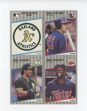 1989 Fleer - Box Bottoms - Gray Back Full Panels #C-4/5/16/20 - Oakland Athletics Logo, Wally Joyner, Jose Canseco, Kirby Puckett