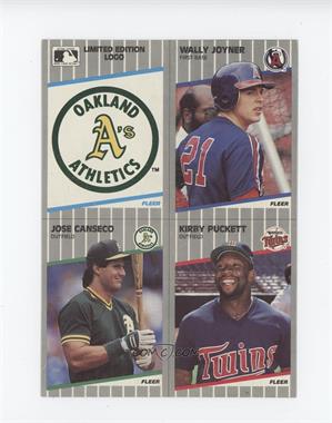 1989 Fleer - Box Bottoms - Gray Back Full Panels #C-4/5/16/20 - Oakland Athletics Logo, Wally Joyner, Jose Canseco, Kirby Puckett