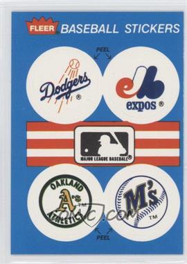1989 Fleer - Team Stickers Inserts #DEAM - Los Angeles Dodgers Team, Montreal Expos Team, Oakland Athletics Team, Seattle Mariners Team