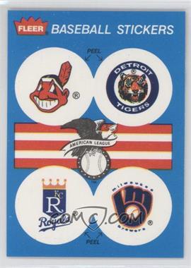 1989 Fleer - Team Stickers Inserts #ITRB - Cleveland Indians Team, Detroit Tigers Team, Kansas City Royals (KC Royals) Team, Milwaukee Brewers Team