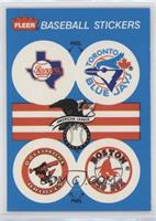 Texas Rangers, Toronto Blue Jays, Baltimore Orioles, Boston Red Sox