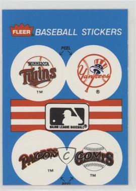 1989 Fleer - Team Stickers Inserts #TYPG - Minnesota Twins Team, New York Yankees Team, San Diego Padres Team, San Francisco Giants Team