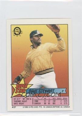 1989 O-Pee-Chee Super Star Sticker Backs - [Base] #27.226 - Dave Stewart (Harold Reynolds 226)