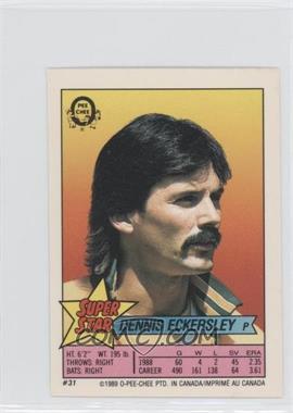 1989 O-Pee-Chee Super Star Sticker Backs - [Base] #31.154 - Dennis Eckersley (Vince Coleman 154)