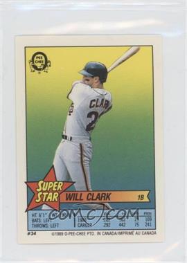 1989 O-Pee-Chee Super Star Sticker Backs - [Base] #34.1031 - Will Clark (Kevin McReynolds 10, Jay Buhner 319)