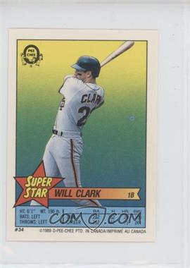 1989 O-Pee-Chee Super Star Sticker Backs - [Base] #34.14 - Will Clark (Kevin Bass 14, Jack McDowell 302)