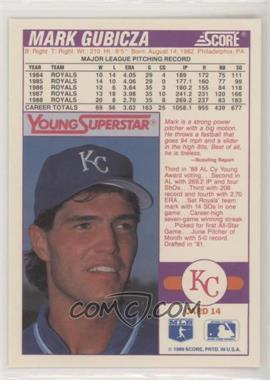 1989 Score - Factory Set Young Superstars II - Blank Front #14 - Mark Gubicza